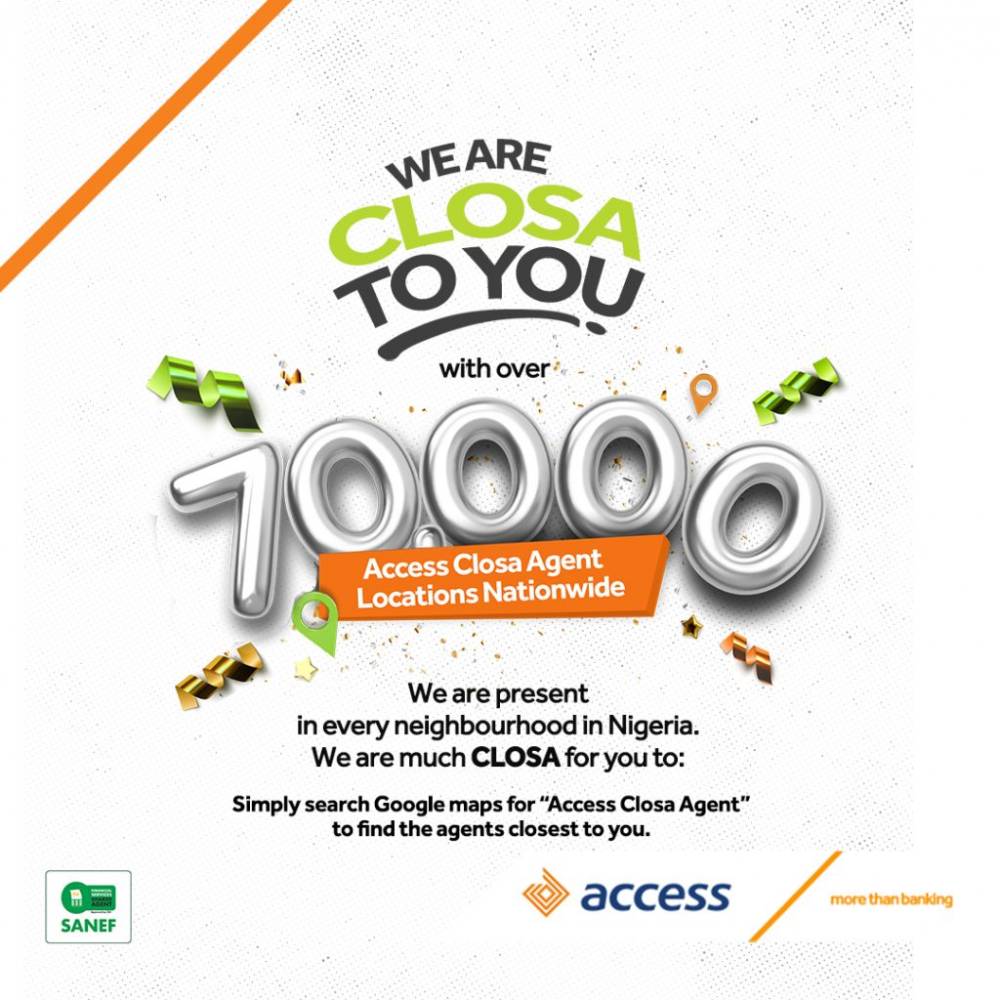 Access Bank drives Banking Closer to Nigerians with over 70,000 Closa Agents