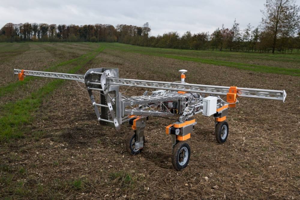 A robot is killing weeds by zapping them with electricity