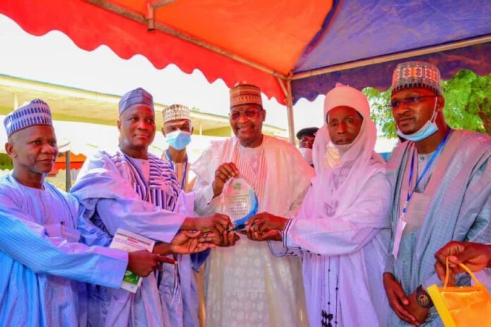 Umar Danbatta receives an award for his contributions to national security and development