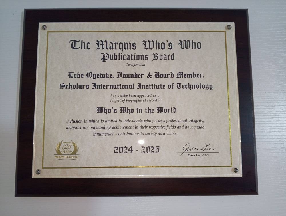 Leke Oyetoke Honored with “Who’s Who in the World” Biographical Inclusion (2024–2025) by Marquis Who’s Who USA