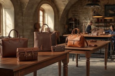 Close-up of premium Italian leather bags highlighting stitching, texture, and material quality for wholesale buyers